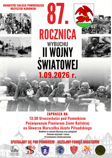87. ROCZNICA WYBUCHU II WOJNY ŚWIATOWEJ- SERDECZNIE ZAPRASZAMY