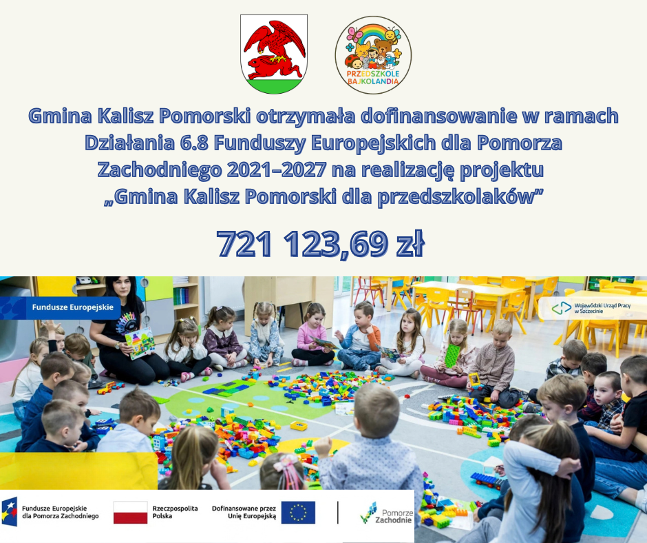 Dofinansowanie dla Przedszkola Miejskiego w Kaliszu Pomorskim